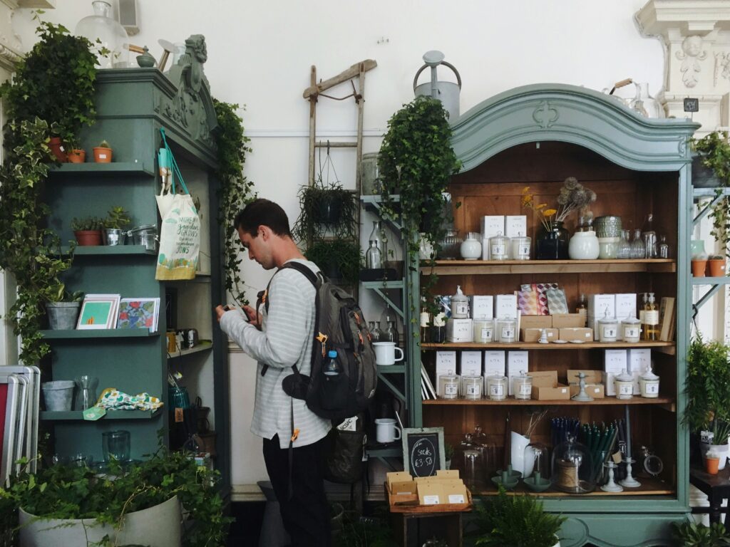 Man searching for a Christmas gift