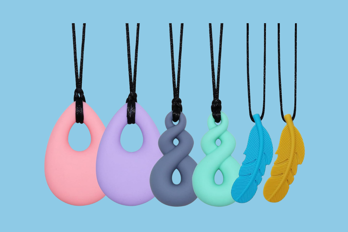 Chewy sensory necklaces for ADHD – colorful chewable pendants for anxiety relief and focus