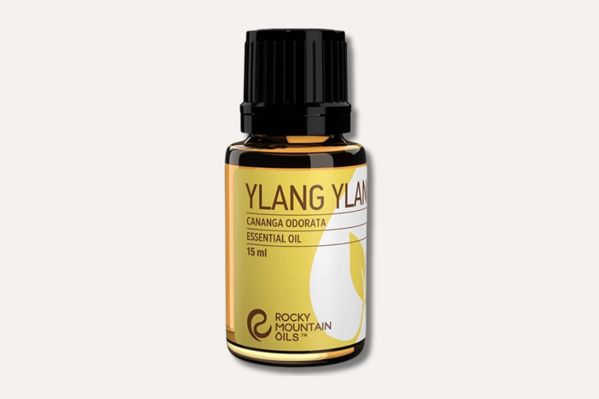 Rocky Mountain Ylang Ylang essential oil for OCD support, Cananga odorata floral oil bottle for relaxation