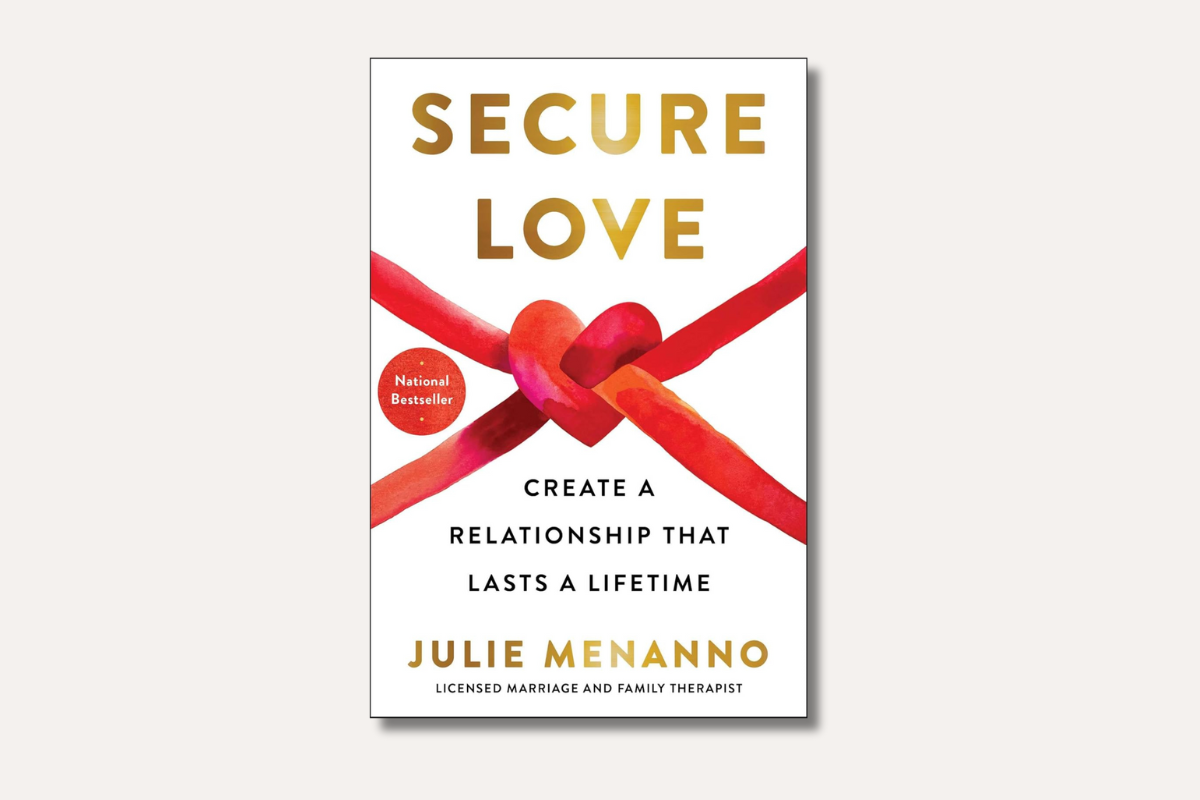 Book cover of ‘Secure Love: Create a Relationship That Lasts a Lifetime’ by Julie Menanno — shows red ribbons forming a heart, representing emotional connection and lasting relationships
