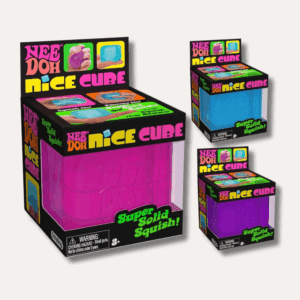 NeeDoh Nice Cube squishy stress toy in bright colors for squeezing and sensory relaxation