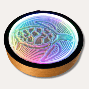 LED kinetic sand art table creating a turtle design for calming sensory play and stress relief