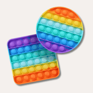 rainbow pop it fidget toys in round and square shapes for anxiety relief and sensory play
