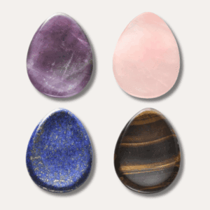 Smooth crystal thumb stone designed for grounding touch, mindfulness, and stress relief