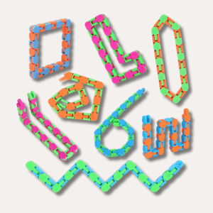 wacky tracks fidget toy in bright colors for bending, snapping, and stress relief