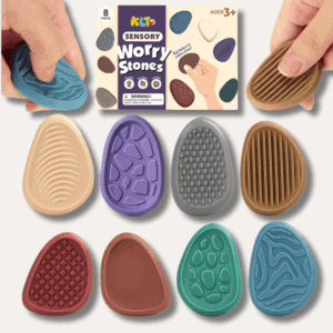 Set of textured silicone worry stones for quiet fidgeting and sensory stress relief