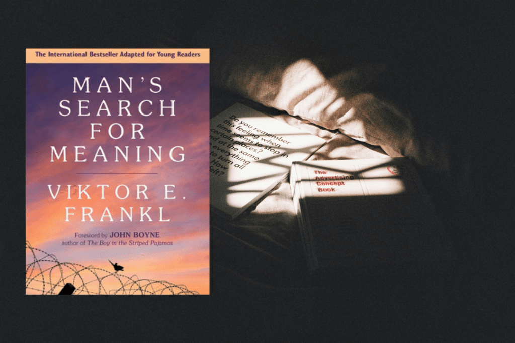 A cover of book by Viktor Frankl entitled Man’s Search for Meaning